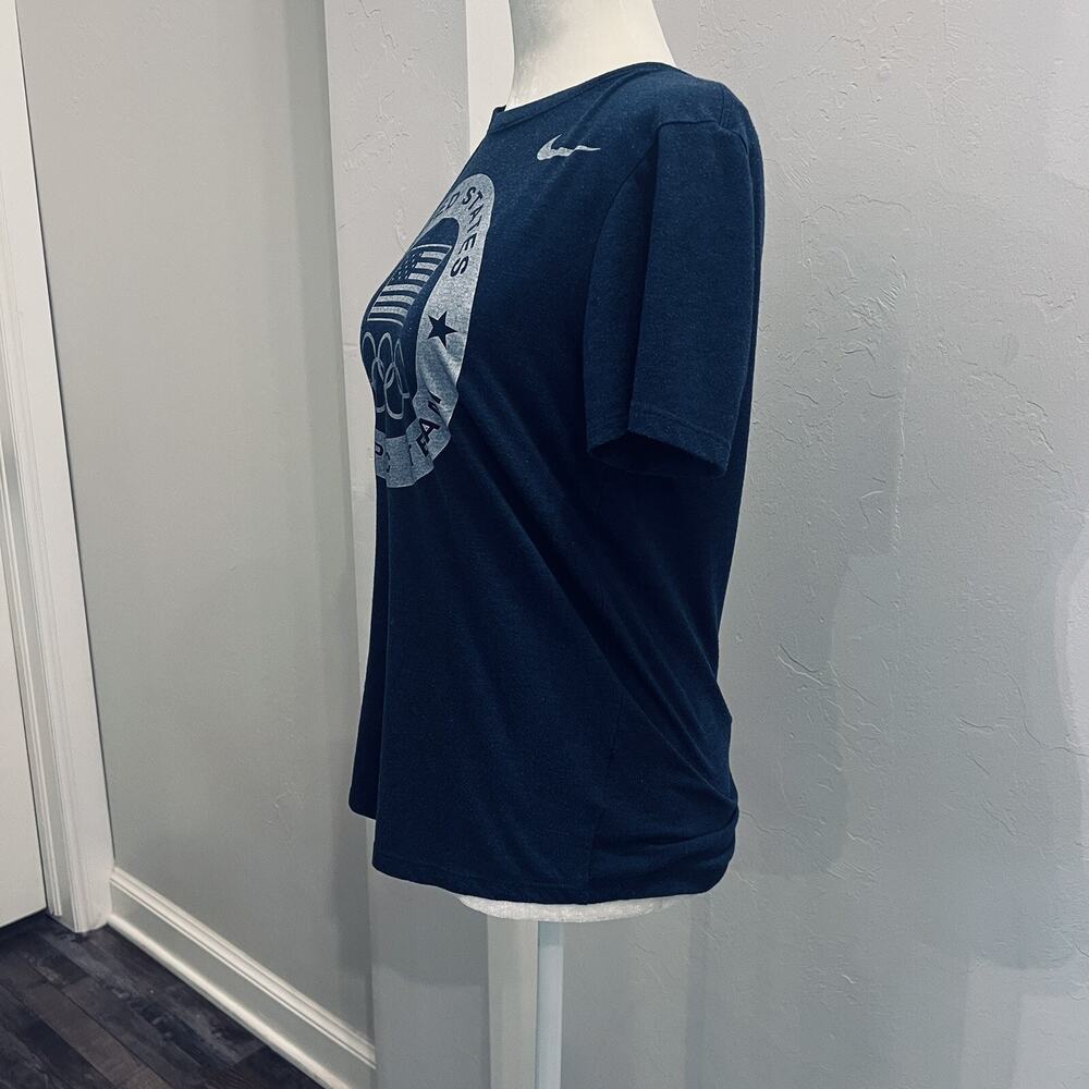 Nike United States Olympic Team Tee Mens M Dri Fit USA Logo Swoosh Navy Blue - Picture 3 of 4